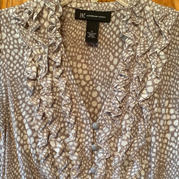 Chico's Gray Ruffle Button-Down Top - Picture 9 of 9